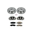 KCOE5519 2-Wheel Set Front Brake Kit With Calipers, Plain Surface 6 Lugs 330 mm Natural Caliper, Ceramic, Z17 OE Replacement, Includes (1) Brake Disc and Pad Kit and (2) Brake Caliper