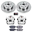 KCOE5544 2-Wheel Set Rear Brake Kit With Calipers, Plain Surface 5 Lugs 268 mm Natural Caliper, Ceramic, Z17 OE Replacement, Includes (1) Brake Disc and Pad Kit and (2) Brake Caliper
