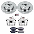 KCOE5544 2-Wheel Set Rear Brake Kit With Calipers, Plain Surface 5 Lugs 268 mm Natural Caliper, Ceramic, Z17 OE Replacement, Includes (1) Brake Disc and Pad Kit and (2) Brake Caliper