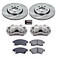 KCOE5550 2-Wheel Set Front Brake Kit With Calipers, Plain Surface 5 Lugs 276 mm Natural Caliper, Ceramic, Z17 OE Replacement, Includes (1) Brake Disc and Pad Kit and (2) Brake Caliper