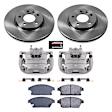 KCOE5554 2-Wheel Set Front Brake Kit With Calipers, Plain Surface 5 Lugs 300 mm Natural Caliper, Ceramic, Z17 OE Replacement, Includes (1) Brake Disc and Pad Kit and (2) Brake Caliper