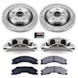 KCOE5563 2-Wheel Set Rear Brake Kit With Calipers, Plain Surface 8 Lugs 360 mm Natural Caliper, Ceramic, Z17 OE Replacement, Includes (1) Brake Disc and Pad Kit and (2) Brake Caliper