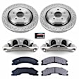 KCOE5563 2-Wheel Set Rear Brake Kit With Calipers, Plain Surface 8 Lugs 360 mm Natural Caliper, Ceramic, Z17 OE Replacement, Includes (1) Brake Disc and Pad Kit and (2) Brake Caliper