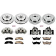 KCOE5577 2-Wheel Set Front and Rear Brake Kit With Calipers, Plain Surface 6 Lugs 342 mm Natural Caliper, Ceramic, Z17 OE Replacement, Includes (2) Brake Disc and Pad Kit and (4) Brake Caliper