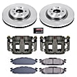 KCOE5583 2-Wheel Set Front Brake Kit With Calipers, Plain Surface 5 Lugs 325 mm Natural Caliper, Ceramic, Z17 OE Replacement, Includes (1) Brake Disc and Pad Kit and (2) Brake Caliper