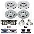 KCOE5584 2-Wheel Set Front and Rear Brake Kit With Calipers, Plain Surface 5 Lugs 325 mm Natural Caliper, Ceramic, Z17 OE Replacement, Includes (2) Brake Disc and Pad Kit and (4) Brake Caliper