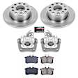 KCOE5671 2-Wheel Set Rear Brake Kit With Calipers, Plain Surface 5 Lugs 254.7 mm Natural Caliper, Ceramic, Z17 OE Replacement, Includes (1) Brake Disc and Pad Kit and (2) Brake Caliper