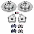KCOE5671 2-Wheel Set Rear Brake Kit With Calipers, Plain Surface 5 Lugs 254.7 mm Natural Caliper, Ceramic, Z17 OE Replacement, Includes (1) Brake Disc and Pad Kit and (2) Brake Caliper