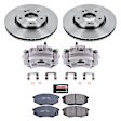 KCOE5806 2-Wheel Set Front Brake Kit With Calipers, Plain Surface 5 Lugs 279.7 mm Natural Caliper, Ceramic, FWD, Z17 OE Replacement, Includes (1) Brake Disc and Pad Kit and (2) Brake Caliper