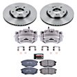 KCOE5806 2-Wheel Set Front Brake Kit With Calipers, Plain Surface 5 Lugs 279.7 mm Natural Caliper, Ceramic, FWD, Z17 OE Replacement, Includes (1) Brake Disc and Pad Kit and (2) Brake Caliper