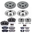 KCOE5815 2-Wheel Set Brake Kit With Calipers, Plain Surface 5 Lugs 296 mm Natural Caliper, Ceramic, Z17 OE Replacement, Includes (2) Brake Disc and Pad Kit and (4) Brake Caliper