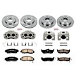 KCOE5822 2-Wheel Set Front and Rear Brake Kit With Calipers, Plain Surface 6 Lugs 319.6 mm Natural Caliper, Ceramic, Z17 OE Replacement, Includes (2) Brake Disc and Pad Kit and (4) Brake Caliper