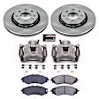 KCOE5893 2-Wheel Set Front Brake Kit With Calipers, Plain Surface 4 Lugs 256 mm Natural Caliper, Ceramic, Z17 OE Replacement, Includes (1) Brake Disc and Pad Kit and (2) Brake Caliper