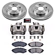 KCOE5894 2-Wheel Set Front Brake Kit With Calipers, Plain Surface 4 Lugs 256 mm Natural Caliper, Ceramic, Z17 OE Replacement, Includes (1) Brake Disc and Pad Kit and (2) Brake Caliper