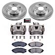 KCOE5894 2-Wheel Set Front Brake Kit With Calipers, Plain Surface 4 Lugs 256 mm Natural Caliper, Ceramic, Z17 OE Replacement, Includes (1) Brake Disc and Pad Kit and (2) Brake Caliper