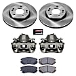 KCOE5913 2-Wheel Set Front Brake Kit With Calipers, Plain Surface 5 Lugs 280 mm Natural Caliper, Ceramic, FWD, Z17 OE Replacement, Includes (1) Brake Disc and Pad Kit and (2) Brake Caliper