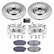 KCOE5918 2-Wheel Set Front Brake Kit With Calipers, Plain Surface 5 Lugs 321 mm Natural Caliper, Ceramic, Z17 OE Replacement, Includes (1) Brake Disc and Pad Kit and (2) Brake Caliper