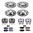 KCOE5927 2-Wheel Set Front and Rear Brake Kit With Calipers, Plain Surface 5 Lugs 300.3 mm Natural Caliper, Ceramic, Z17 OE Replacement, Includes (2) Brake Disc and Pad Kit and (4) Brake Caliper