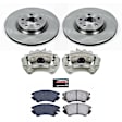 KCOE5948 2-Wheel Set Front Brake Kit With Calipers, Plain Surface 5 Lugs 345 mm Natural Caliper, Ceramic, Z17 OE Replacement, Includes (1) Brake Disc and Pad Kit and (2) Brake Caliper