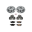 KCOE5950 2-Wheel Set Rear Brake Kit With Calipers, Plain Surface 5 Lugs 330 mm Natural Caliper, Ceramic, Z17 OE Replacement, Includes (1) Brake Disc and Pad Kit and (2) Brake Caliper