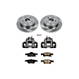KCOE5950 2-Wheel Set Rear Brake Kit With Calipers, Plain Surface 5 Lugs 330 mm Natural Caliper, Ceramic, Z17 OE Replacement, Includes (1) Brake Disc and Pad Kit and (2) Brake Caliper