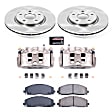 KCOE5959 2-Wheel Set Front Brake Kit With Calipers, Plain Surface 5 Lugs 330 mm Natural Caliper, Ceramic, Z17 OE Replacement, Includes (1) Brake Disc and Pad Kit and (2) Brake Caliper