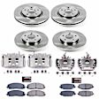 KCOE5960B 2-Wheel Set Front and Rear Brake Kit With Calipers, Plain Surface 5 Lugs 328.1 mm Natural Caliper, Ceramic, Z17 OE Replacement, Includes (2) Brake Disc and Pad Kit and (4) Brake Caliper