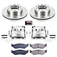 KCOE5964 2-Wheel Set Front Brake Kit With Calipers, Plain Surface 10 Lugs 369 mm Natural Caliper, Ceramic, Z17 OE Replacement, Includes (1) Brake Disc and Pad Kit and (2) Brake Caliper