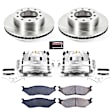 KCOE5964 2-Wheel Set Front Brake Kit With Calipers, Plain Surface 10 Lugs 369 mm Natural Caliper, Ceramic, Z17 OE Replacement, Includes (1) Brake Disc and Pad Kit and (2) Brake Caliper