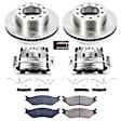 KCOE5965 2-Wheel Set Front and Rear Brake Kit With Calipers, Plain Surface 10 Lugs 369 mm Natural Caliper, Ceramic, Z17 OE Replacement, Includes (2) Brake Disc and Pad Kit and (4) Brake Caliper