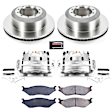 KCOE5966 2-Wheel Set Brake Kit With Calipers, Plain Surface 10 Lugs 389.9 mm Natural Caliper, Ceramic, Z17 OE Replacement, Includes (1) Brake Disc and Pad Kit and (2) Brake Caliper