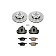 KCOE5976A 2-Wheel Set Front Brake Kit With Calipers, Plain Surface 5 Lugs 278 mm Natural Caliper, Ceramic, Z17 OE Replacement, Includes (1) Brake Disc and Pad Kit and (2) Brake Caliper