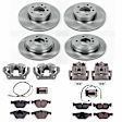 KCOE6074 2-Wheel Set Front and Rear Brake Kit With Calipers, Plain Surface 5 Lugs 299.8 mm Natural Caliper, Ceramic, Z17 OE Replacement, Includes (2) Brake Disc and Pad Kit and (4) Brake Caliper