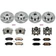 KCOE6075 2-Wheel Set Front and Rear Brake Kit With Calipers, Plain Surface 5 Lugs 308 mm Natural Caliper, Ceramic, Z17 OE Replacement, Includes (2) Brake Disc and Pad Kit and (4) Brake Caliper