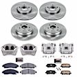 2012 Honda Pilot - Front and Rear Brake Kit With Calipers, Natural Finish, Plain Surface, 5 Lugs, Front-330 mm/Rear-334 mm, Ceramic, Natural, Z17 OE Replacement