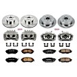 KCOE6110 2-Wheel Set Front and Rear Brake Kit With Calipers, Plain Surface 5 Lugs 277 mm Natural Caliper, Ceramic, Z17 OE Replacement, Includes (2) Brake Disc and Pad Kit and (4) Brake Caliper