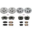 KCOE6171 2-Wheel Set Front and Rear Brake Kit With Calipers, Plain Surface 5 Lugs 281.7 mm Natural Caliper, Ceramic, Z17 OE Replacement, Includes (2) Brake Disc and Pad Kit and (4) Brake Caliper