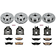 KCOE6177 2-Wheel Set Front and Rear Brake Kit With Calipers, Plain Surface 5 Lugs 297 mm Natural Caliper, Ceramic, Z17 OE Replacement, Includes (2) Brake Disc and Pad Kit and (4) Brake Caliper