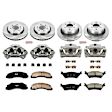 KCOE6268 2-Wheel Set Front and Rear Brake Kit With Calipers, Plain Surface 6 Lugs 350 mm and 348 mm Natural Caliper, Ceramic, Z17 OE Replacement, Includes (2) Brake Disc and Pad Kit and (4) Brake Caliper