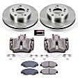 KCOE6319 2-Wheel Set Front Brake Kit With Calipers, Plain Surface 5 Lugs 261.8 mm Natural Caliper, Ceramic, Z17 OE Replacement, Includes (1) Brake Disc and Pad Kit and (2) Brake Caliper