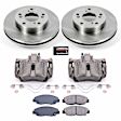 KCOE6319 2-Wheel Set Front Brake Kit With Calipers, Plain Surface 5 Lugs 261.8 mm Natural Caliper, Ceramic, Z17 OE Replacement, Includes (1) Brake Disc and Pad Kit and (2) Brake Caliper