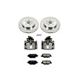 KCOE6376 2-Wheel Set Rear Brake Kit With Calipers, Plain Surface 5 Lugs 345 mm Natural Caliper, Ceramic, Z17 OE Replacement, Includes (1) Brake Disc and Pad Kit and (2) Brake Caliper