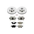 KCOE6399 2-Wheel Set Front Brake Kit With Calipers, Plain Surface 5 Lugs 300 mm Natural Caliper, Ceramic, Z17 OE Replacement, Includes (1) Brake Disc and Pad Kit and (2) Brake Caliper