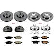 KCOE6478 2-Wheel Set Front and Rear Brake Kit With Calipers, Plain Surface 5 Lugs 280 mm Natural Caliper, Ceramic, Z17 OE Replacement, Includes (2) Brake Disc and Pad Kit and (4) Brake Caliper