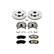 KCOE6494 2-Wheel Set Front Brake Kit With Calipers, Plain Surface 5 Lugs 296 mm Natural Caliper, Ceramic, Z17 OE Replacement, Includes (1) Brake Disc and Pad Kit and (2) Brake Caliper