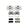 KCOE6494 2-Wheel Set Front Brake Kit With Calipers, Plain Surface 5 Lugs 296 mm Natural Caliper, Ceramic, Z17 OE Replacement, Includes (1) Brake Disc and Pad Kit and (2) Brake Caliper