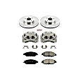 KCOE6496 2-Wheel Set Front Brake Kit With Calipers, Plain Surface 5 Lugs 319.8 mm Natural Caliper, Ceramic, Z17 OE Replacement, Includes (1) Brake Disc and Pad Kit and (2) Brake Caliper