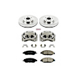 KCOE6496 2-Wheel Set Front Brake Kit With Calipers, Plain Surface 5 Lugs 319.8 mm Natural Caliper, Ceramic, Z17 OE Replacement, Includes (1) Brake Disc and Pad Kit and (2) Brake Caliper