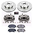 KCOE6508 2-Wheel Set Front Brake Kit With Calipers, Plain Surface 4 Lugs 256 mm Natural Caliper, Ceramic, Z17 OE Replacement, Includes (1) Brake Disc and Pad Kit and (2) Brake Caliper