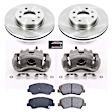 KCOE6508 2-Wheel Set Front Brake Kit With Calipers, Plain Surface 4 Lugs 256 mm Natural Caliper, Ceramic, Z17 OE Replacement, Includes (1) Brake Disc and Pad Kit and (2) Brake Caliper